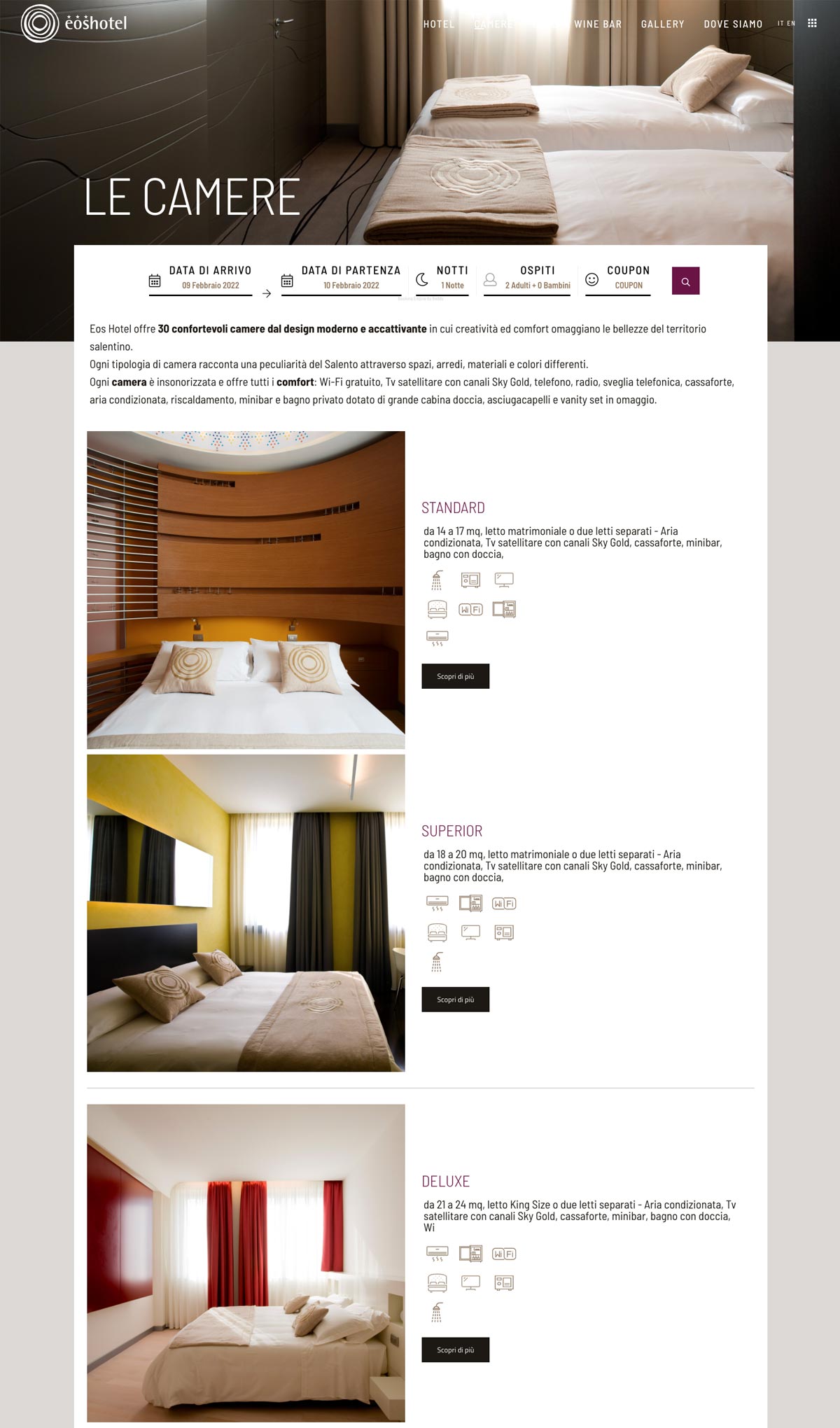 eos hotel sito home mood comunicazione
