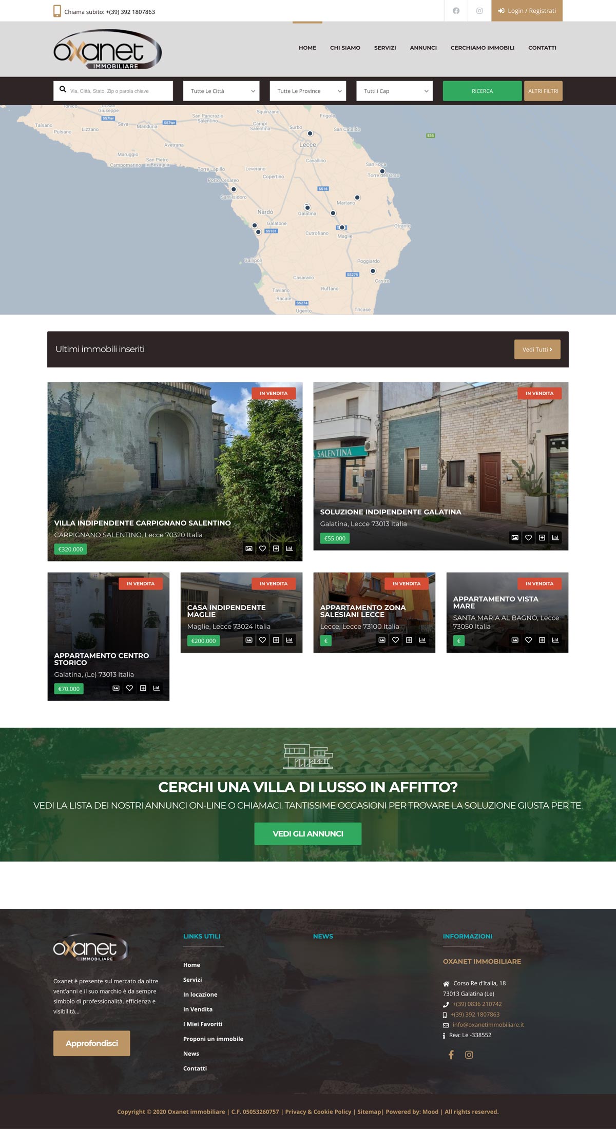 sito oxanet pagina home Mood Comunicazione