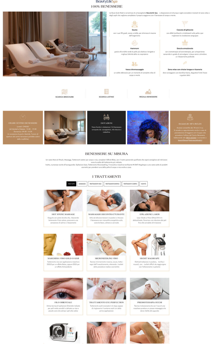pagina beauty life spa de le dune suite hotel porto cesareo mood comunicazione